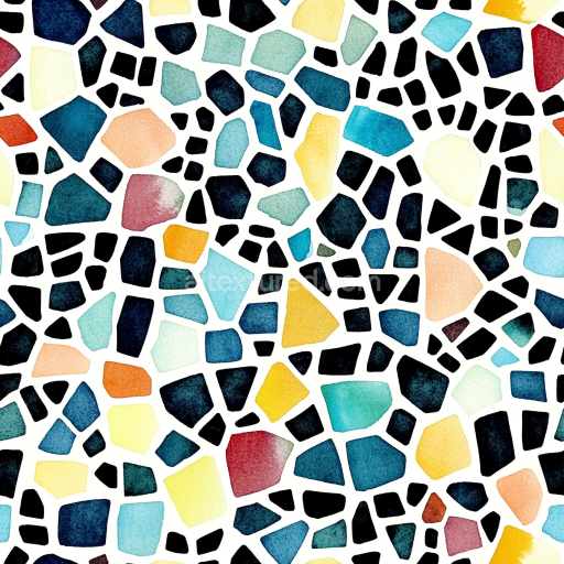 Seamless 3D Mosaic PBR Texture of Colorful Terrazzo-Style Irregular Chips texture preview