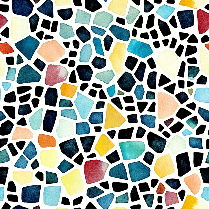 Mosaic of Colorful Terrazzo-Style Irregular Chips seamless PBR texture preview