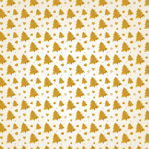 Seamless 3D PBR Texture of Gold Glitter Christmas Trees on White Background