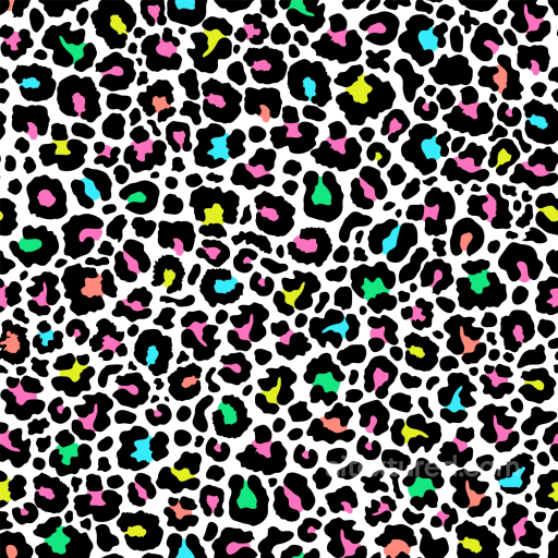 Colorful Pop-Art Style Leopard Print Seamless Texture with Black Spots seamless Leopard Print PBR texture