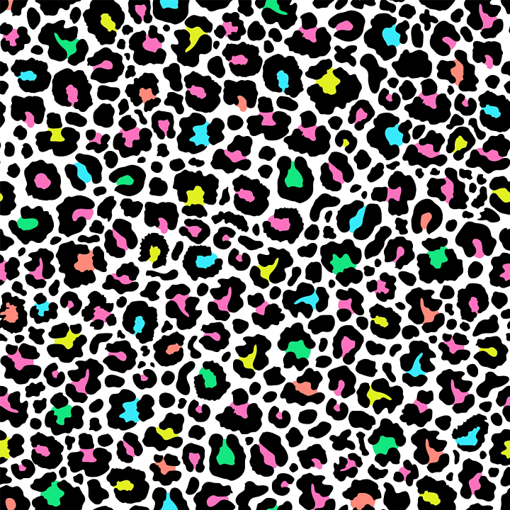Colorful Pop-Art Style Leopard Print with Black Spots seamless PBR texture preview