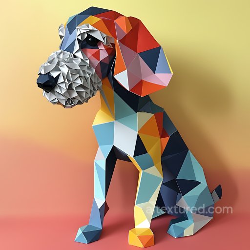 Animal - Seamless 3D PBR Texture of Origami Style Bedlington Terrier in Colorful Geometric Pattern texture preview