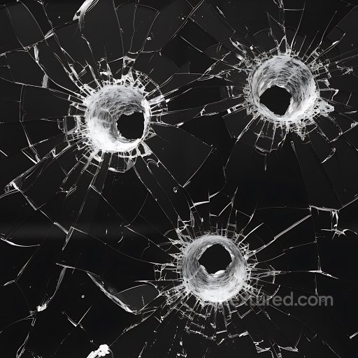 Cracked & Holes Texture of Black Shattered Glass with Bullet Hole Cracks seamless Cracked & Holes PBR texture