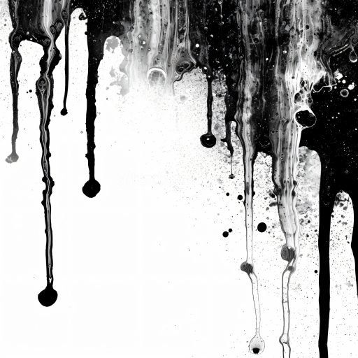 Seamless 3D Alcohol Ink PBR Texture Featuring Black and White Drip Flow