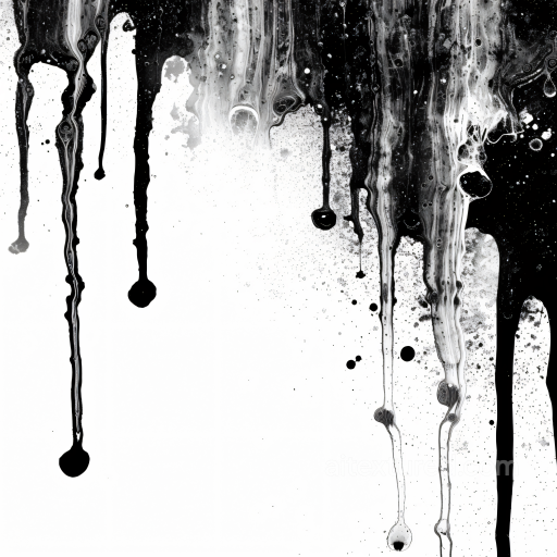 Alcohol Ink PBR Texture Featuring Black and White Drip Flow seamless Alcohol ink PBR texture