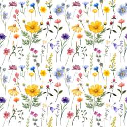Seamless 3D Pattern PBR Texture with Delicate Wildflower Watercolor Motifs texture preview