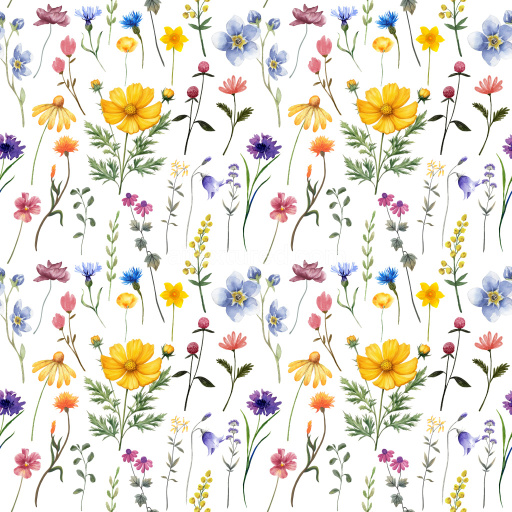 Pattern Bundle - Seamless 3D Pattern PBR Texture with Delicate Wildflower Watercolor Motifs texture preview