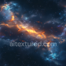 seamless Seamless 3D Space PBR Texture Featuring Fiery Orange Nebula and Cool Blue Cosmic Clouds texture 8k free download PBR