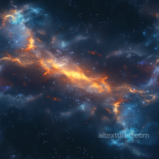 Space PBR Texture Featuring Fiery Orange Nebula and Cool Blue Cosmic Clouds Star, space, planets texture preview
