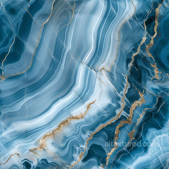 Glossy Blue Marble PBR Texture with White and Gold Veined Swirling Patterns Marble texture preview