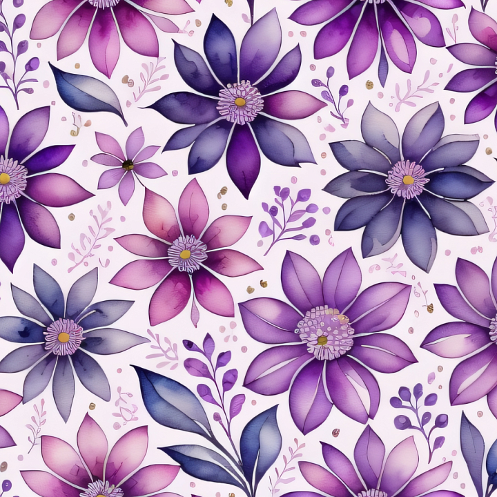 Purple Flower Pattern in Soft Fabric Style seamless PBR texture preview
