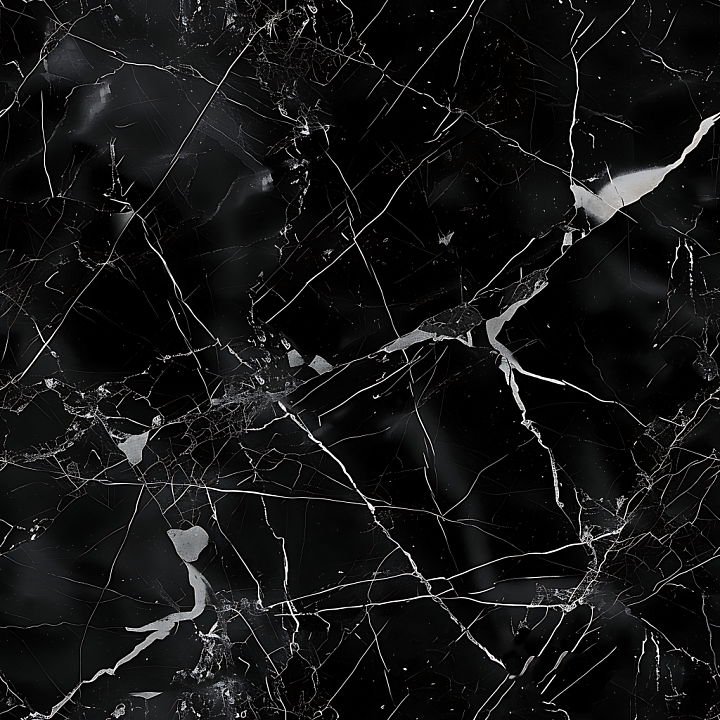 Black Marquina Marble with Fine White Veins seamless PBR texture preview
