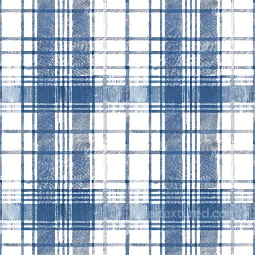 Seamless 3D PBR Texture of Blue and White Plaid Fabric Pattern texture preview