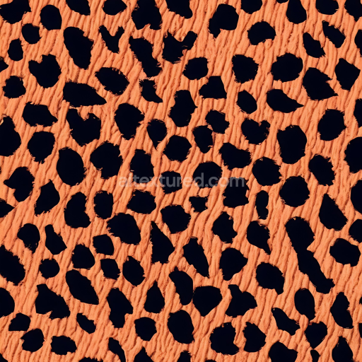 Seamless 3D PBR Texture of Orange and Black Leopard Print Fabric with Visible Weave
