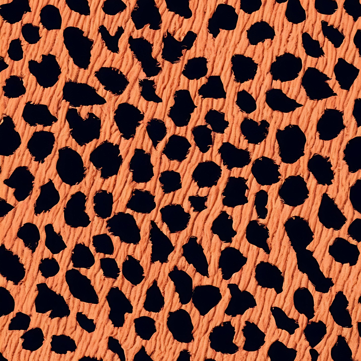 Leopard Print Fabric in Orange and Black seamless PBR texture preview