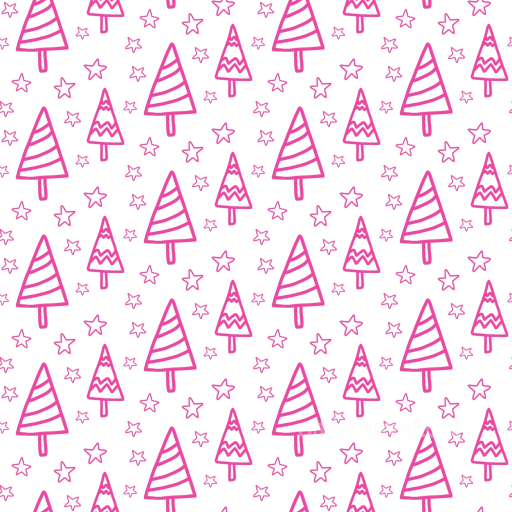 with Christmas Pink Hand-Drawn Trees and Stars Pattern seamless Christmas Pink PBR texture