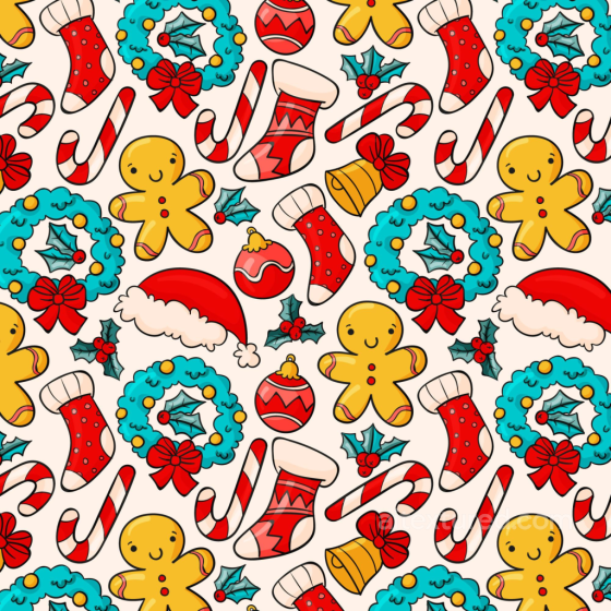 Featuring Colorful Christmas Icons on Digital Paper All Christmas Digital paper texture preview