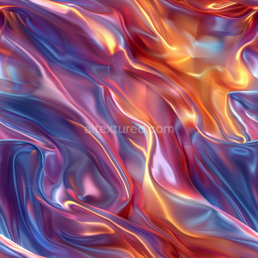 Seamless 3D PBR Texture of Glossy Iridescent Fabric with Colorful Highlights