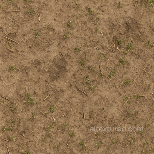 Dirt Dusty With Muddy Spots And Fallen Twigs Natural Trail Surface seamless Park pavement PBR texture