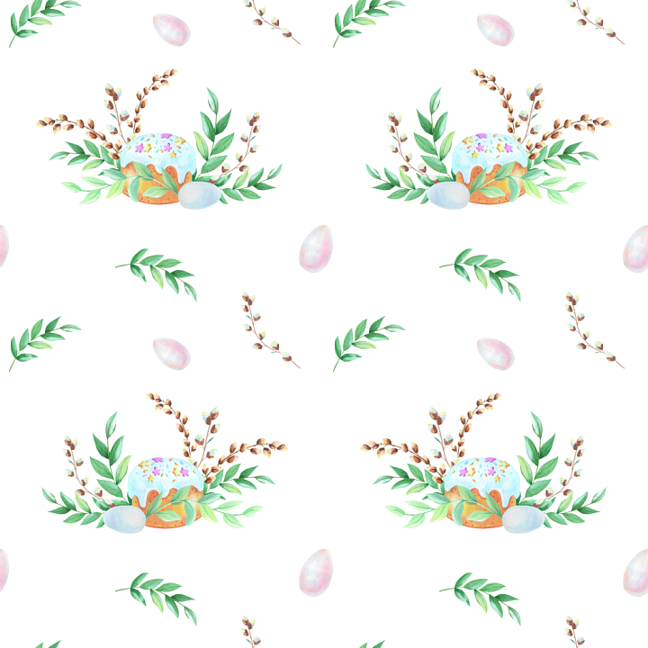 All Christmas Digital paper of Watercolor Easter Floral Elements with G… seamless PBR texture preview