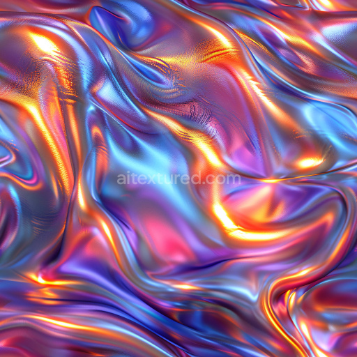 Seamless 3D PBR Texture of Glossy Iridescent Fluid with Multi-Color Flow