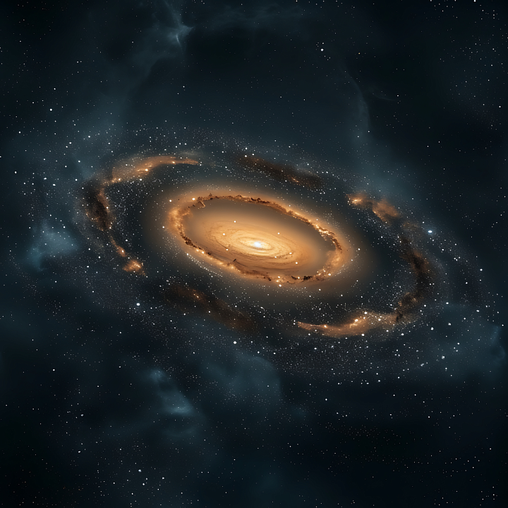 Galaxy Featuring Glowing Orange Nebula and Starfield seamless PBR texture preview