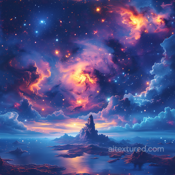 Space PBR Texture Featuring Vibrant Cosmic Nebula and Starfield with Glowing Clusters Star, space, planets texture preview