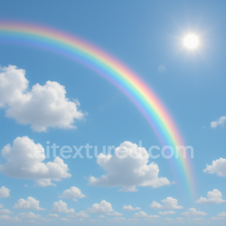 seamless Seamless 8k PBR 3d texture of rainbow sky with bright sun glare and scattered cumulus clouds texture 8k free download PBR