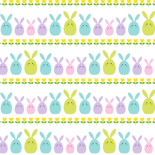 Seamless 3D PBR texture with pastel Easter bunny and tulip pattern