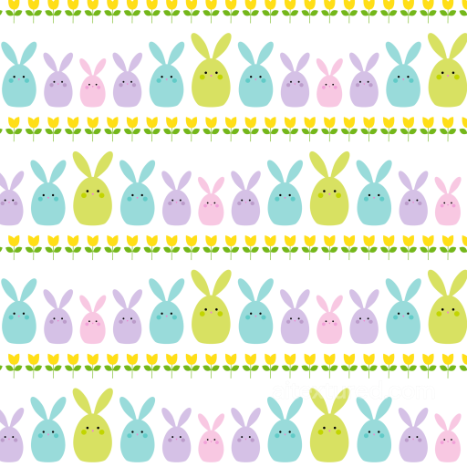 Featuring Colorful Easter Bunny & Tulip Pattern seamless All Easter Digital paper PBR texture