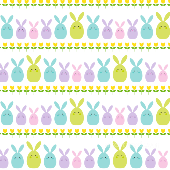 Featuring Colorful Easter Bunny & Tulip Pattern All Easter Digital paper texture preview
