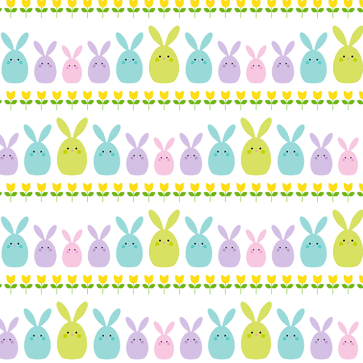 With Pastel Easter Bunny And Tulip Pattern seamless PBR texture preview