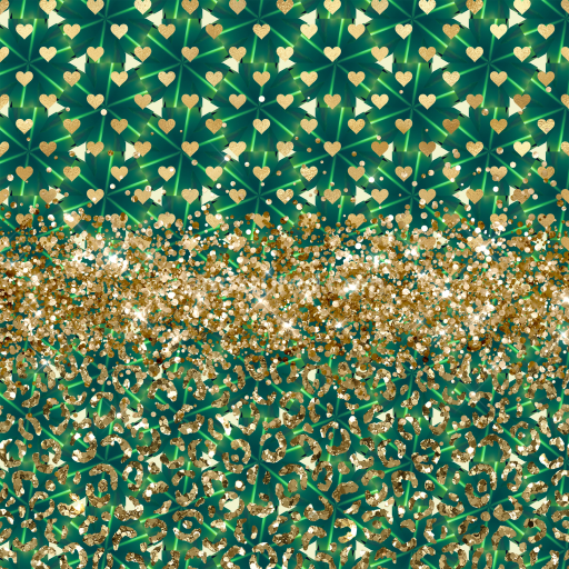 Seamless 3D PBR Fabric Texture with Green Shamrock Pattern and Gold Glitter Accents