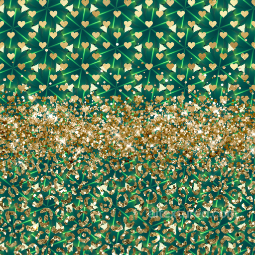 Fabric Texture with Green Shamrock Pattern and Gold Glitter Accents seamless St patrick PBR texture