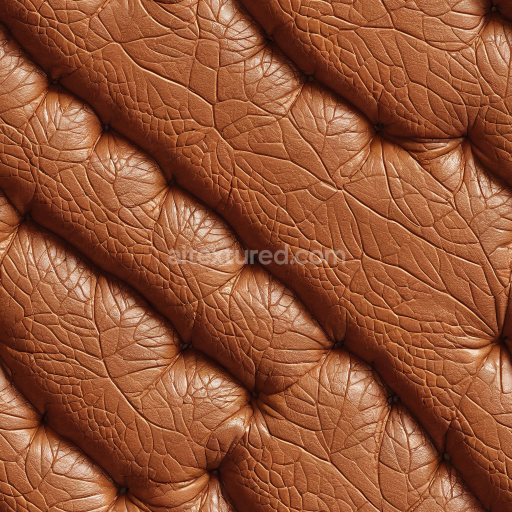 Seamless 3D PBR Quilted Vintage Brown Leather Texture with Aged Wrinkled Grain
