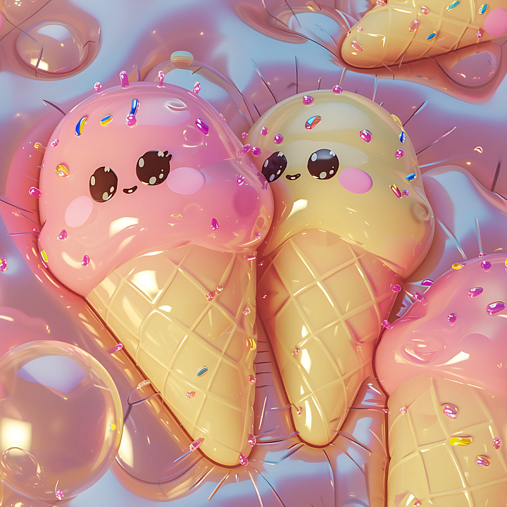 Inflated Featuring Cute Pastel Ice Cream Plush with Sprinkles seamless PBR texture preview