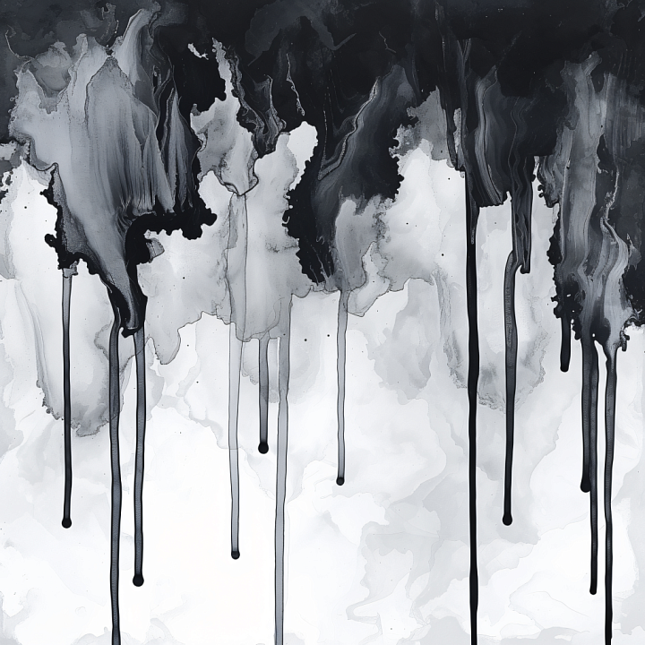 Alcohol Ink with Black and White Ink Drips and Wisps seamless PBR texture preview