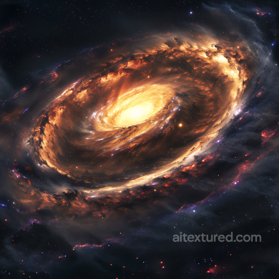 Space PBR Texture Featuring Fiery Spiral Galaxy with Nebula Clouds Star, space, planets texture preview