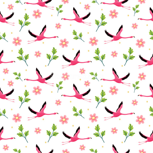 Pattern Bundle - Seamless 3D Pattern PBR Texture Featuring Pink Flamingo and Floral Motifs texture preview