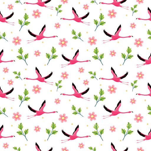 Pattern PBR Texture Featuring Pink Flamingo and Floral Motifs seamless Pattern Bundle PBR texture