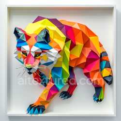 seamless Seamless 3D PBR Texture of Geometric Origami-Style Multicolor Coati Fur texture 8k free download PBR