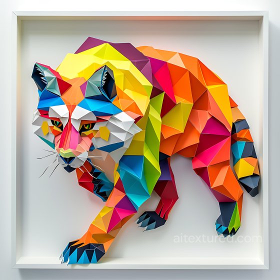 Animal Texture of Geometric Origami-Style Multicolor Coati Fur Animal texture preview