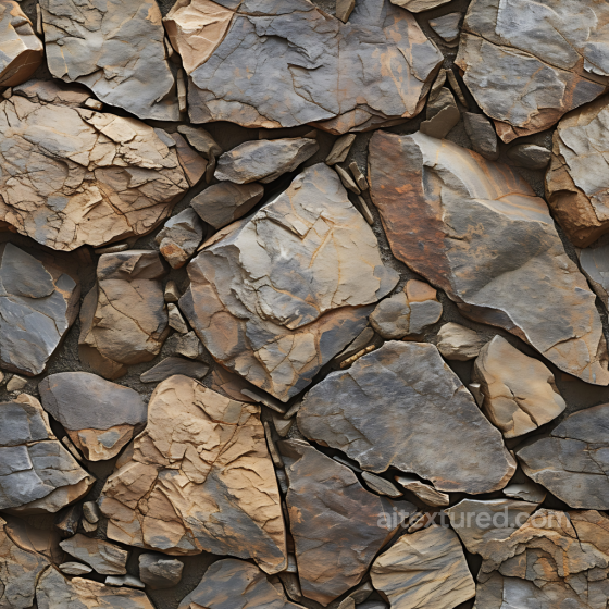 Weathered Stone Wall PBR Texture with Layered Flat Rocks Stone texture preview