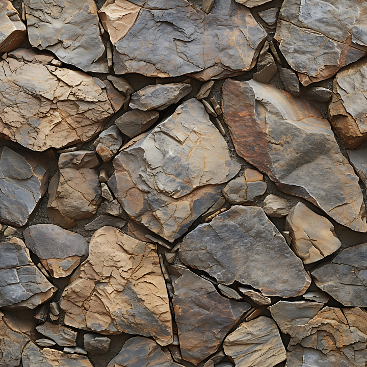Weathered Stone Wall with Layered Flat Rocks seamless PBR texture preview