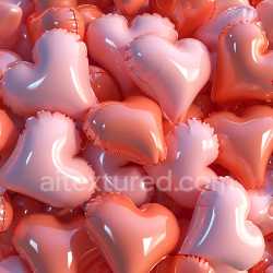 seamless Seamless 3D Inflated PBR Texture of Glossy Heart-Shaped Balloons in Pink and Coral texture 8k free download PBR