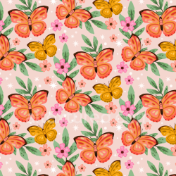 seamless Seamless 3D PBR Watercolor Butterflies Pattern Texture with Floral Accents texture 8k free download PBR