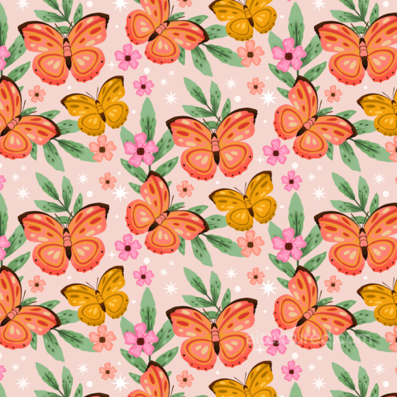 Watercolor Butterflies Pattern Texture with Floral Accents Watercolor Butterflies texture preview
