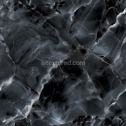 Seamless 3D Black Natural Marble PBR Texture with Subtle Veins and Glossy Finish