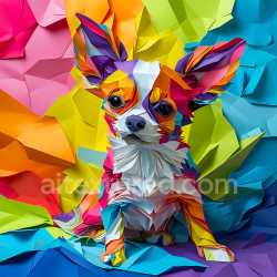 seamless Seamless 3D PBR Texture of Origami Style Chihuahua with Multicolored Paper Folds texture 8k free download PBR