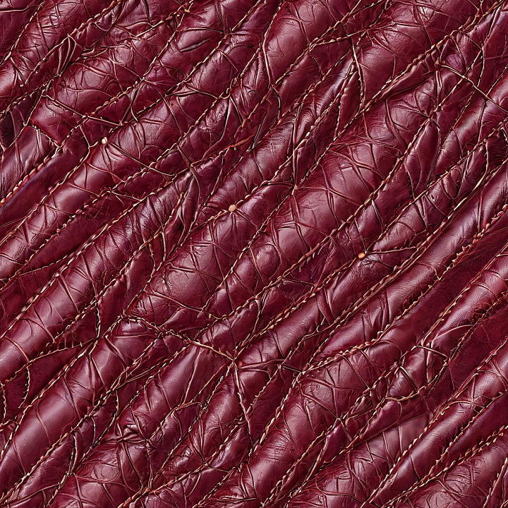 Quilted Burgundy Leather with Detailed Wrinkles and Stitching seamless PBR texture preview